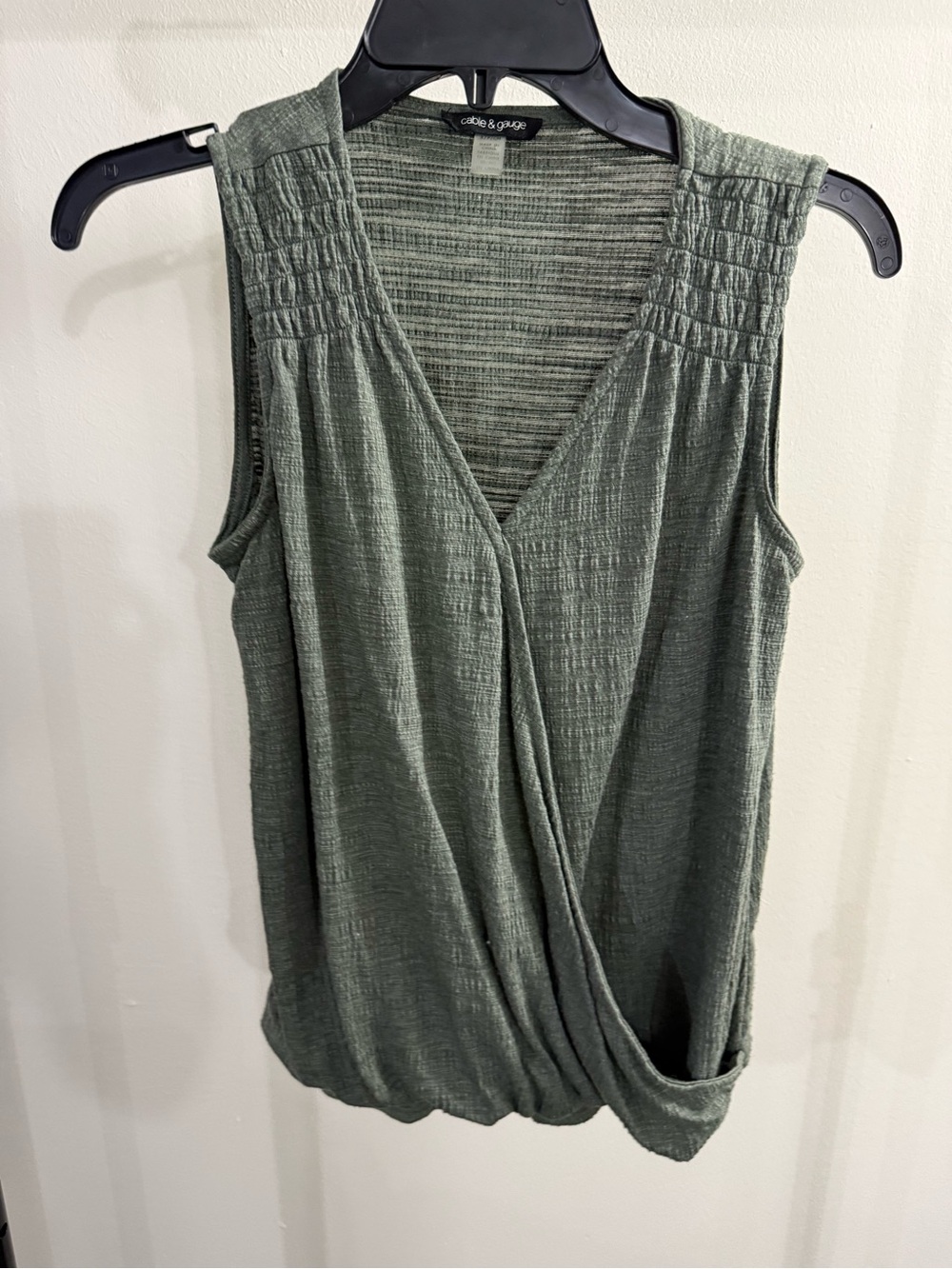 Cable & Gauge Olive Green Sleeveless Surplice Camisole
